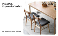 Padded Seat Upholstered Wood Frame Chair Modern Minimalist Design Upholstered Wooden Chair Japanese aesthetic Seating Furniture Ergonomic spine supportrest for Interior Decorators, Homeowners, Families, Dining Room, Home Office, Kitchen, Restaurant