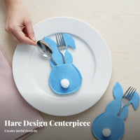 Reusable Easter rabbit Utensil Bag Festive Table Decor rabbitShaped Utensil Pocket adaptable Cutlery Holder Multi-Color Set for Restaurant Owners, Children, Event Planners, Family Gatherings, Home, Birthday Parties