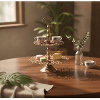 Tiered Tray Stand Metal Tiered Tray Openwork Display Stand Handle for Event Planners