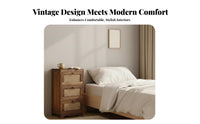 Nordic Design Woven Drawer End Table Vintage design Nightstand space-saving Size Bedroom Furnishing Fully Assembled for Interior Decorators, Apartment Dwellers, Homeowners, Living Room, Entryway, Study, Hallway
