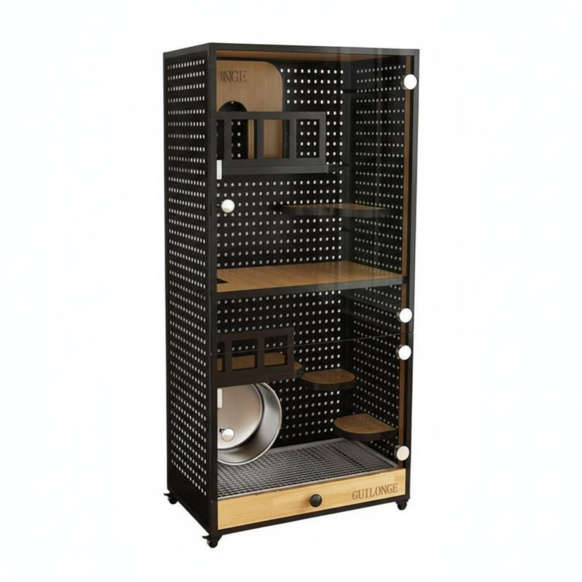 With Cooling System Chinchilla Villa Luxury Cabinet Design Indoor Pet Enclosure ampleLarge Space Small creature Habitat Ventilated Pegboard for Living Room, Bedroom, Home