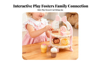 Promotes Interactive Play Pretend Afternoon Tea Set Solid Wood Construction Afternoon Tea Playset Develops Social Skills Wooden Dessert Stand Playset Realistic Design for Preschoolers, Toddlers, Playhouse