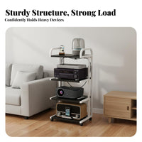 With Wheels Amplifier Equipment Rack Heavy Duty Construction AV Media Stand Sturdy and Long-Lasting Mobile Audio Stand Large Capacity for Audiophiles, Home Theater Enthusiasts, Living Room, KTV