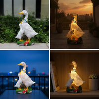 Duck Statue with Solar Light Resin Garden Statue Waterproof for Patio, Gardeners