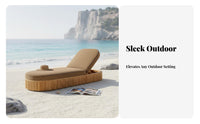 Waterproof Adjustable rear Wooden Recliner Weather-Resistant Sunlounger Luxury Design Chaise Lounge Easy to Clean for Sunbathers, Hotel Managers, Homeowners, waterfront, Beach, Garden, rearyard