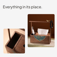 Walnut Tissue Box Wooden Storage Organizer Handheld