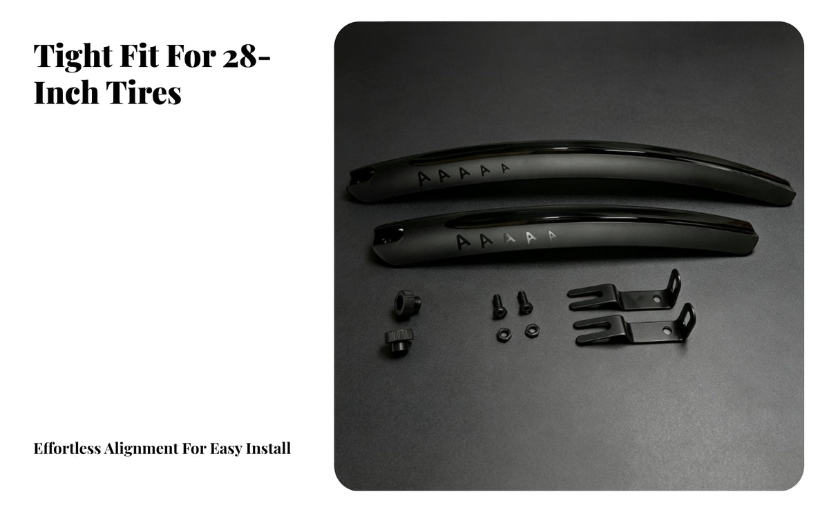 Easy-Install Bike Mudguard Pair | Complete Mounting Hardware Included Curved Profile, Road Bike Mudguard Set, for Wet-Weather Riding