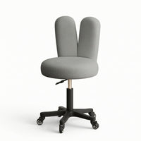 Long-Eared Stool Cute Chair with Wheels Small Chair with Backrest for Nail Technicians, Vanity Table, Beauty Salon