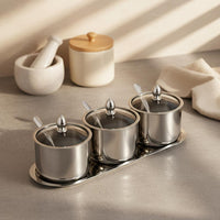 Stainless Steel Seasoning Container Set Dishwasher Safe Kitchen Countertop Seasoning Organizer for Dining Table