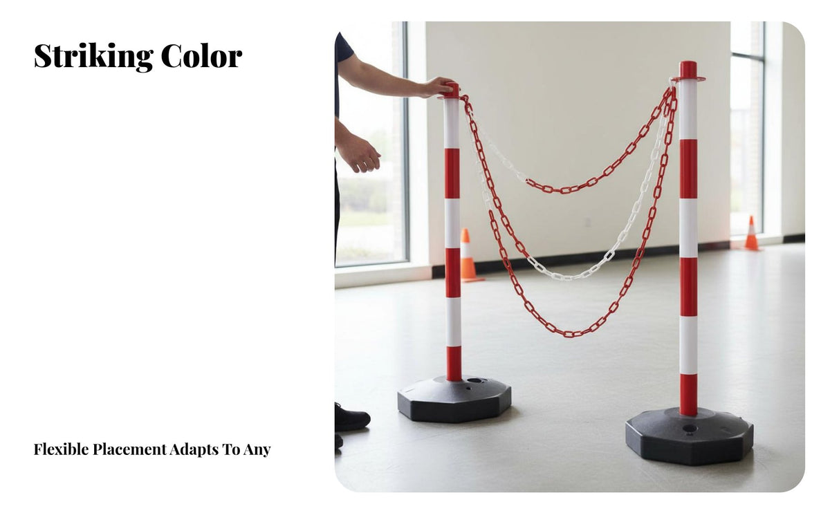 Movable Queue Line Barrier Indoor Outdoor Use Chain Stanchion High Visibility Portable Barrier for Event Organizers, Events, Warehouses