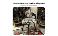 Vintage Wooden Makeup Chair Solid Wood Frame Swivel Dressing Chair Floral Pattern Household Furniture for Bedroom