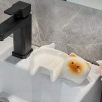 Cute Siamese Cat Soap Dish Adorable Cat Soap Dish Quick-Drying Easy to Clean for Kitchen Sink