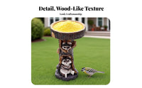 Raccoon Bird Bath Antique Design Resin Animal Sculpture Birdbath Weather-Resistant Resin Raccoon Statue for Gardeners, Yard, Patio