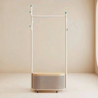 Mobile Clothes Rack with Cabinet Versatile Clothes Rack with Wheels Portable Coat Hanger Stand Floor-Standing for Bedroom, Entryway, Foyer