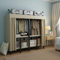Easy Assembly Foldable Wardrobe Space-Saving Design Collapsible Storage Wardrobe Sturdy and Stable Installation-No-Assembly Clothes Rack Heavy-Duty Frame for Renters, Students, Rental Room, Temporary Housing