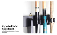 Space Saving Pool Cue and Ball Rack Game Room Storage Dark Finish Vertically Mounted