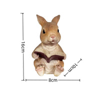 Hand-Painted Resin Rabbit Ornament Textured Rabbit Garden Statue Upright Ears Bunny Garden Ornament Glossy Eyes for Courtyard