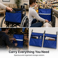 Wheelchair Backrest Storage Bag with Reflective Strip, Waterproof Multi-functional Large Capacity Electric Wheelchair Hanging Pouch