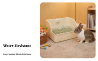 Lagomorph Litter Pan with Grate Easy to Clean Square Small Pet Potty Urine Resistant Pet Toilet Secure Enclosure Attachment