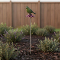 Weather Resistant Bird Flower Pick Rusted Bird Stake Metal Garden Stake