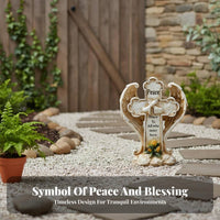 Praying Hands Cross Decoration Weather Resistant Celestial Feather Cross Statue Celestial Feathers Statue Spiritual Consolation