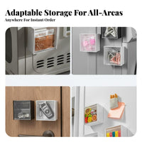 Tool-Free Installation stick-on Storage holder Space Saving Refrigerator Rack Multi-Functional Kitchen Organizer sturdy Construction for Home Organizers, Apartment Dwellers, Office Workers, Laundry Room, Entryway, Classroom