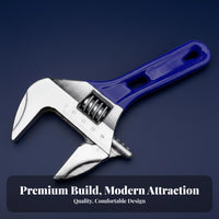 Industrial Grade Adjustable Wrench Long-Lasting Construction Large Opening Adjustable Wrench Comfortable Grip Wide Jaw Spanner Ergonomic Design for Plumbers, Professionals, DIY Enthusiasts, Tight Areas