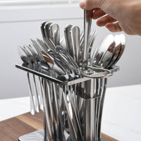 Space-Saving Cutlery Organizer with Metal Rack Compact Countertop Utensil Organizer Modern Kitchen Utensil Holder Elegant for Dining Room