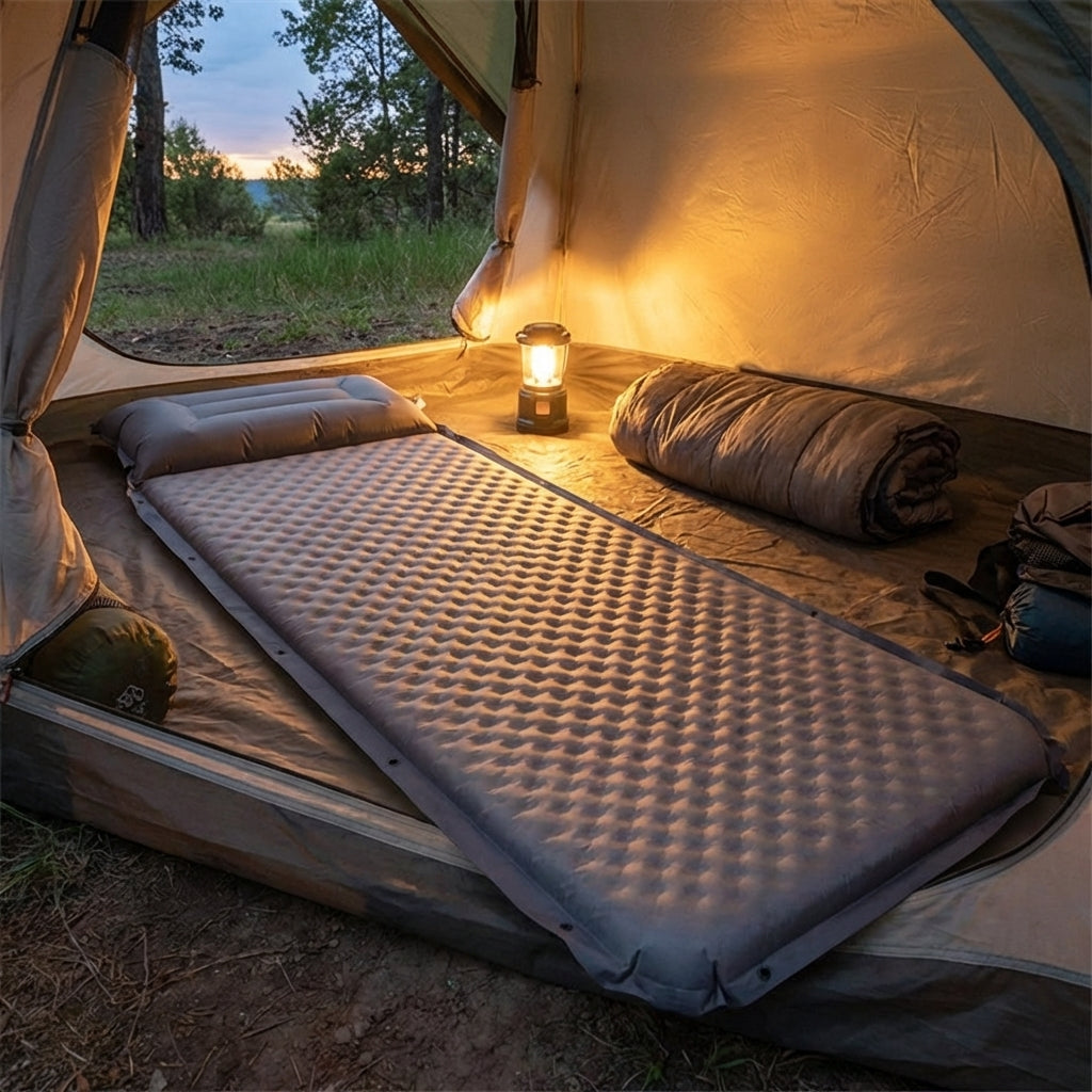 Air Bed and Air Mattress for Car Camping, Automatic Inflatable Sleeping Mat with Integrated Pillow, 3.8cm Thick Camping Mat, Waterproof Mat