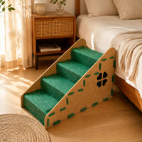 Pet Stairs Sloped Pet Staircase with Cutout Felt-Covered Dog Steps for Bedside