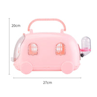 Built-in Handle Car-Shaped Hamster Cage Clear Front Access Door Plastic Hamster Carrier Cage Metal Grid
