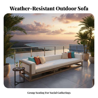 4 Pieces Wood-Look Finish 4-Piece Sofa and Armchair Set All-Weather Outdoor Furniture Rust-Resistant Patio Seating Group sturdyDuty Frame for Hotel Owners, Homeowners, Families, Terrace, Garden, rearyard, Balcony