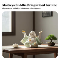 Laughing Buddha Statue Meditative Design Maitreya Buddha Decoration Ceramic Figurine Good Gift Handmade Craft