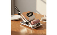 Evenly Cut Thin Slices Mutton Cutter Machine Coil-Assisted-Loaded Chilled Meat Cutter Adjustable Thickness Manual Meat Cutter Easy to Use for Hot Pot, Home