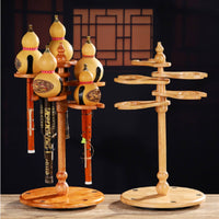 Tabletop Multi-Slot Hulusi Display Stand Sturdy Hulusi Stand Wooden Music Accessory for Studio