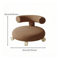 Boucle Stool with Wheels Upholstered Rolling Stool Mobile Ottoman for Kids, Bedroom