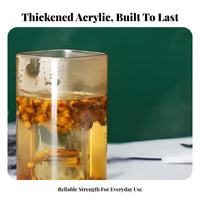 High Clarity Square Acrylic Cup Minimalist Design Transparent Square Tumbler Long-Lasting for Restaurant Owners, Students, Bar, Cafe, Office