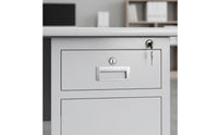 Metal Office Desk with Locking Drawers Wide Desktop Steel Computer Desk Built-in Cable Management Single Person Workstation with Storage for Dorm Room