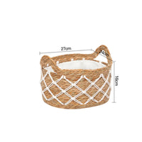 Handwoven Woven Basket with Handles Oval Straw Storage Basket Portable Laundry Hamper Lightweight for Bedroom