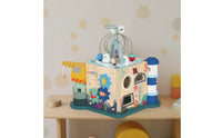 Ocean-Themed Wooden Activity Cube Educational Activity Cube with Bead Maze Compact Motor Skills Toy Developmental for Toddlers, Babies, Kids, Playroom, Daycare, Preschool