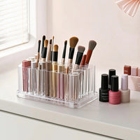 Nail Brush Holder with 26 Holes Clear Nail Brush Holder Pen Organizer Transparent Pen Display Stand Upright for Artists, Vanity