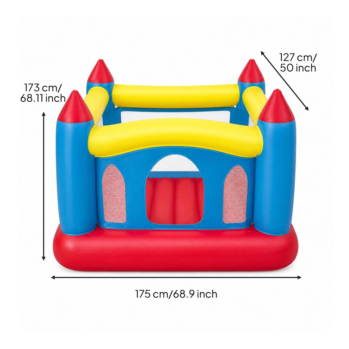 Castle-Style Jump House Arched Openings Inflatable Jump House Outdoor Play Equipment Colorful for Children