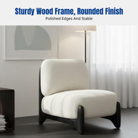 Shearling Lazy Chair, Cream Style, Solid Wood Frame, Balcony, Modern Leisure, Small Space