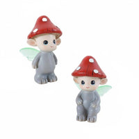 2 Pieces Miniature Cute Fungus Fairy Figurine Decorative Fungus Fairy Statue Hand-Painted Long-Lasting for Bonsai