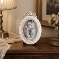 Ornate Photo Frame, Vintage Ivory White Gold Trim Resin French Design, 13.5x9.5cm Small Decorative Frame for Living Room