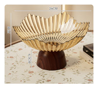 Faux Wood Base Fruit Stand Light Luxury Style Pedestal Fruit Bowl Decorative Centerpiece Home Decoration for Office