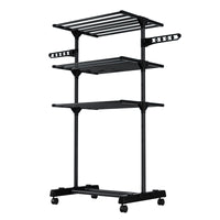 Floor Drying Rack, Wing-Type Indoor Clothes Rack with Wheels, Foldable Hanging Rod for Drying Quilts