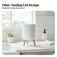 High Leg Trash Can Space-Saving Size Press Top Waste Bin Round Trash Can with Lid 7L Capacity Round Garbage Bin Easy to Clean