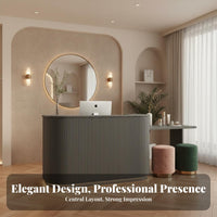 Curved Reception Desk Lacquered Finish Modern Cashier Counter Sturdy Construction Commercial Counter Table with Storage for Healthcare Facilities