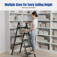 Versatile Step Ladder, Folding, Reinforced Carbon Steel, Indoor Use, Space-Saving